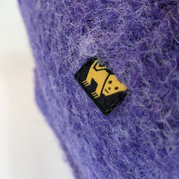 Peruvian Trading Company Cardigan Sweater M L Purple Fuzzy Collared Work Winter - Picture 7 of 10